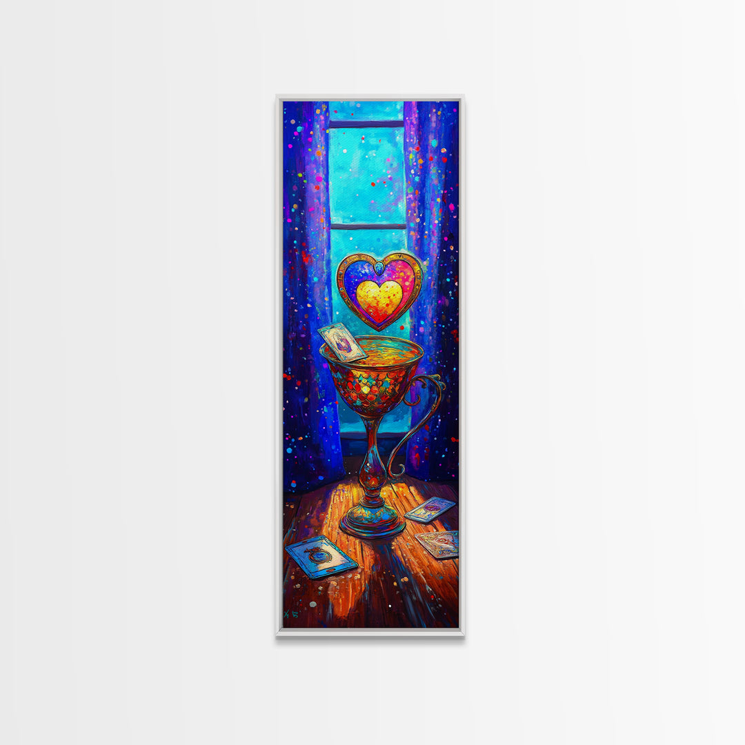 Glowing Heart Goblet By Window Wall Art, Romantic Bedroom Art, Whimsical Love Wall Decor, Gift For Her, Cozy Decor, Valentine Gift