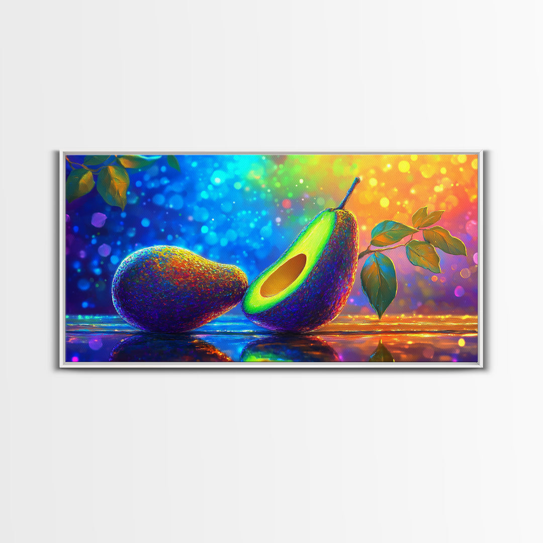 Vibrant Avocado Still Life Canvas Print, Colorful Kitchen Wall Art, Foodie Home Decor, Modern Fruit Art, Housewarming Gift