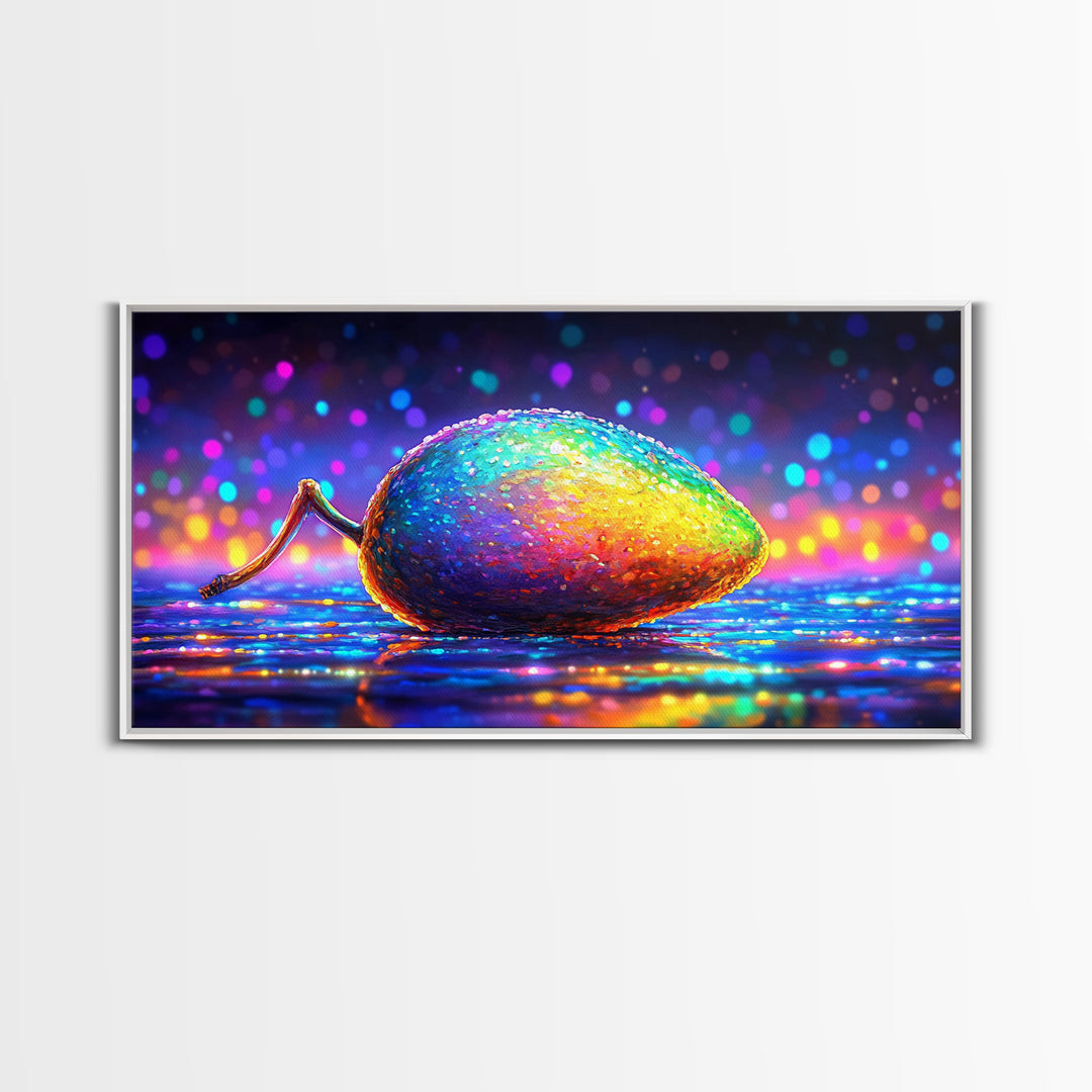 Rainbow Computer Mouse Wall Art, Neon Tech Canvas Print, Gamer Room Decor, Cyberpunk Office Art Gift For Programmers Home Decor