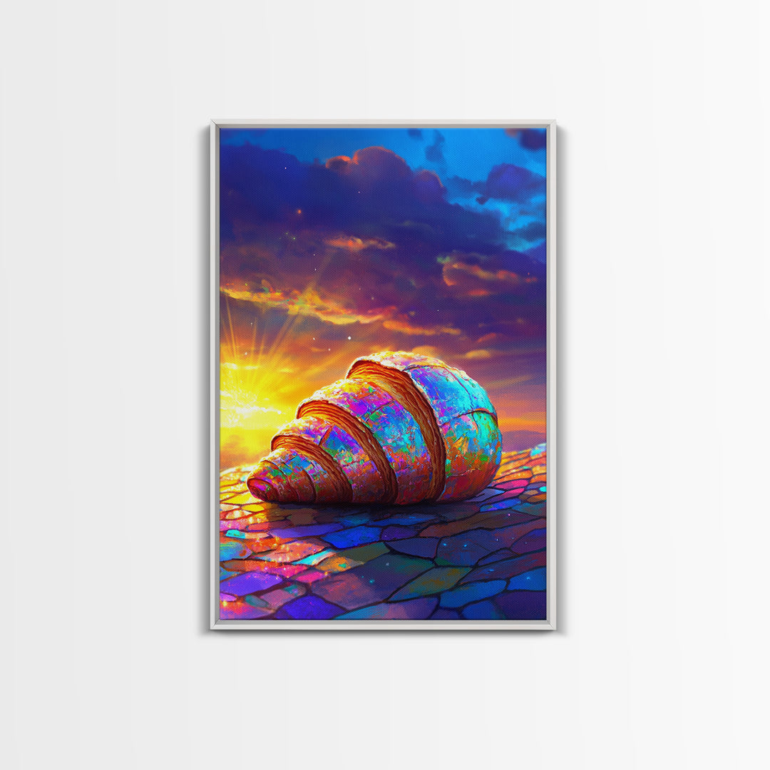 Iridescent Seashell Sunset Framed Canvas Print, Coastal Wall Art, Beach House Decor, Ocean Art Print, Colorful Seascape Gift