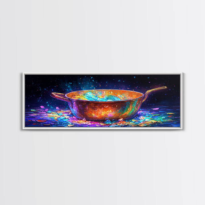 Glowing Copper Pan With Shimmering Water Canvas Print, Kitchen Wall Art, Rustic Kitchen Decor, Foodie Gift, Dining Room Prints
