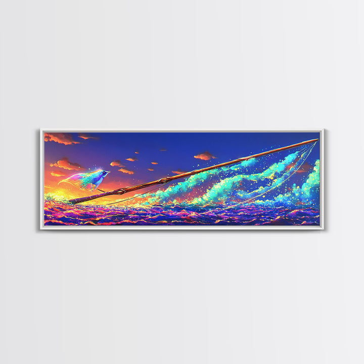 Glowing Sailboat On Sunset Waves Canvas Print, Nautical Wall Art, Ocean Decor, Vibrant Coastal Art For Beach House Decor