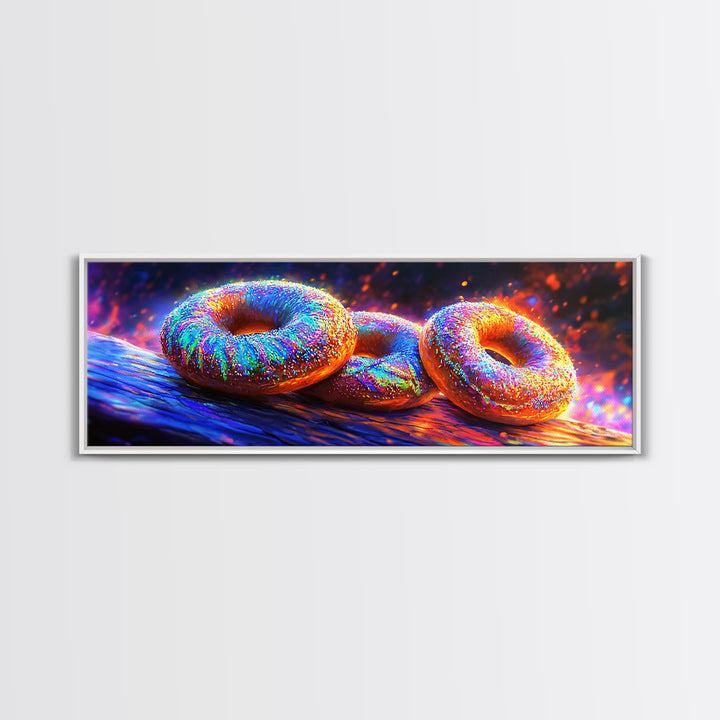 Sparkling Donuts On Rustic Wood Canvas Print, Bakery Wall Art, Cute Kitchen Decor, Dessert Art Print, Food Lover Gift And Cafe Decor