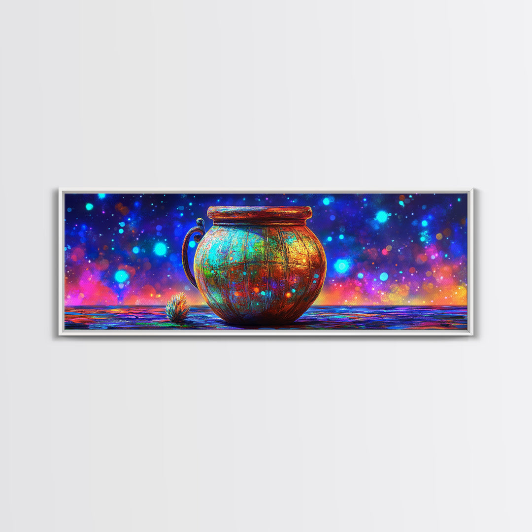 Rustic Copper Cauldron Under Stars Wall Art, Magical Celestial Decor, Whimsical Art Print, Witchy Decor, Cozy Home Decor