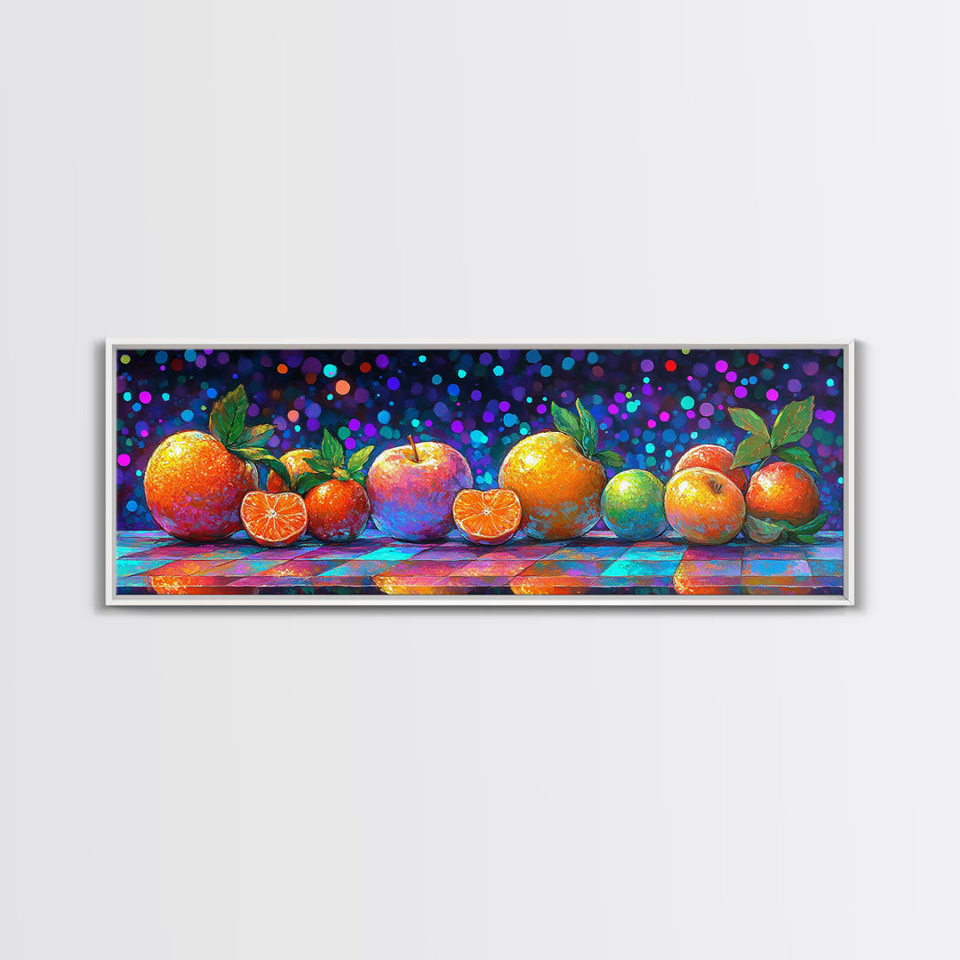 Vibrant Citrus And Apple Still Life Framed Canvas Print, Colorful Kitchen Wall Art, Fruit Art, Modern Home Decor, Foodie Gift