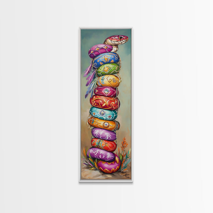 Stacked Jewel Tone Cowgirl Hats Framed Canvas Print, Western Wall Art, Southwestern Decor, Boho Home Decor, Gift For Her