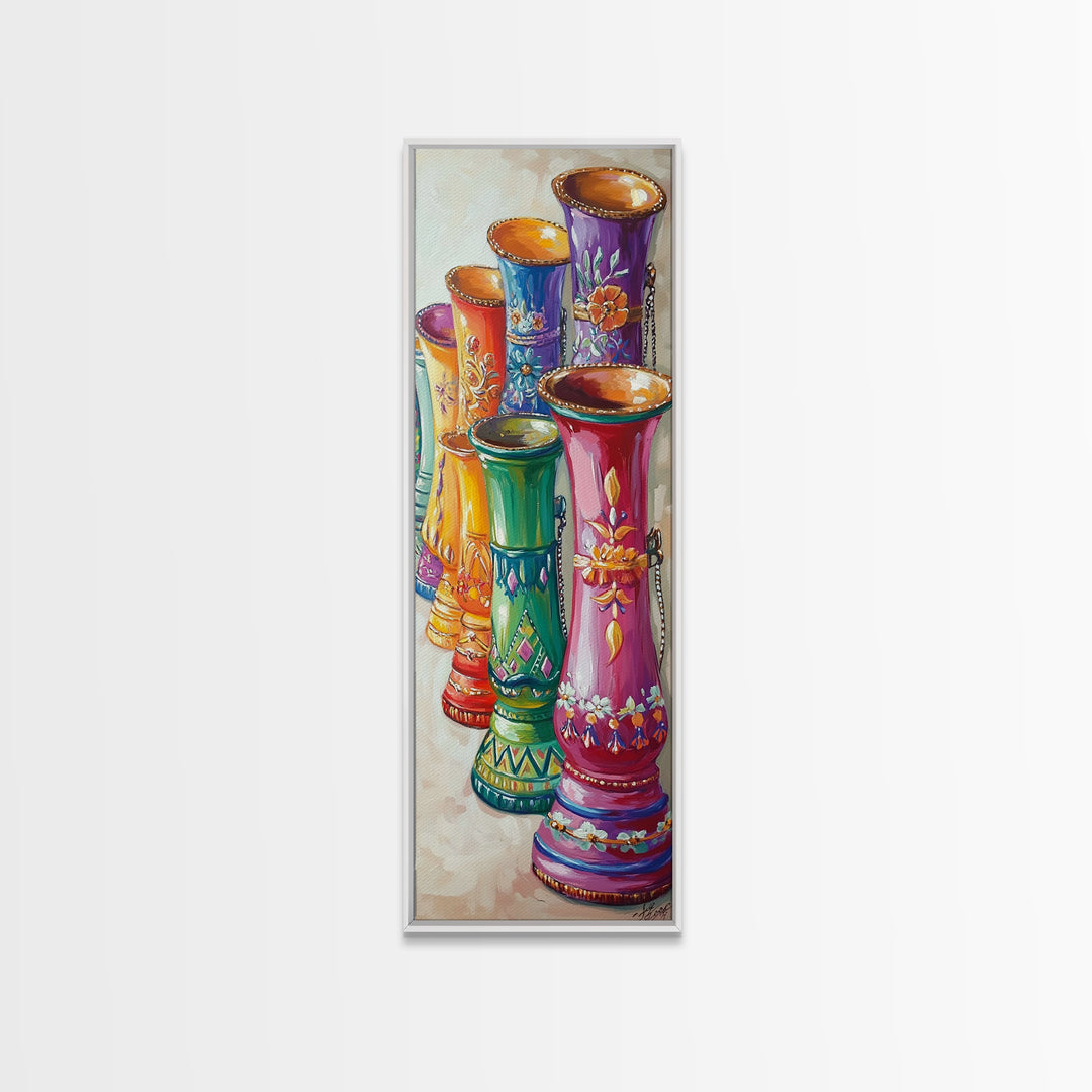 Colorful Painted Western Boot Vases Wall Art, Boho Southwestern Decor, Eclectic Farmhouse Canvas Print, Living Room Gift