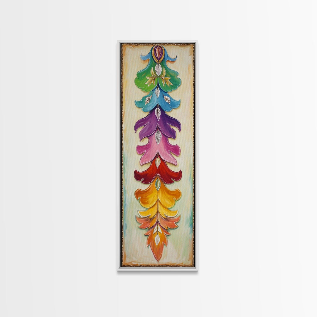 Colorful Layered Feather Wall Art, Western Boho Canvas Print, Southwestern Ranch Decor, Vibrant Farmhouse Housewarming Gift