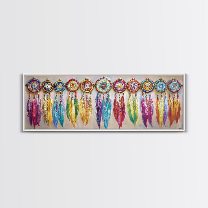 Colorful Dreamcatcher Feather Wall Art, Boho Western Decor, Southwestern Nursery Print, Vibrant Tribal Housewarming Gift