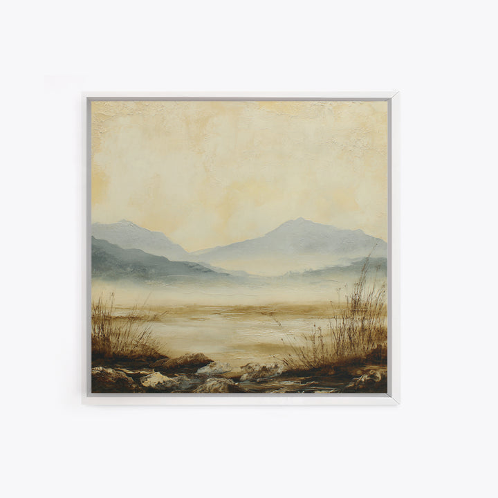 Panoramic Misty Mountain Landscape Framed Canvas Print, Above Bed Art, Bedroom Wall Art, Bedroom Decor, Fine Art, Serenity, ABA-1x1-1