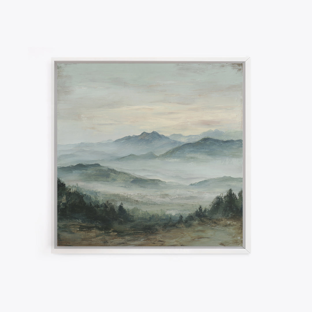 Panoramic Misty Mountain Landscape Canvas Print, Above Bed Art, Neutral Decor, Bedroom Decor, Fine Art, Serenity, Wall Decor, ABA-1x1-25