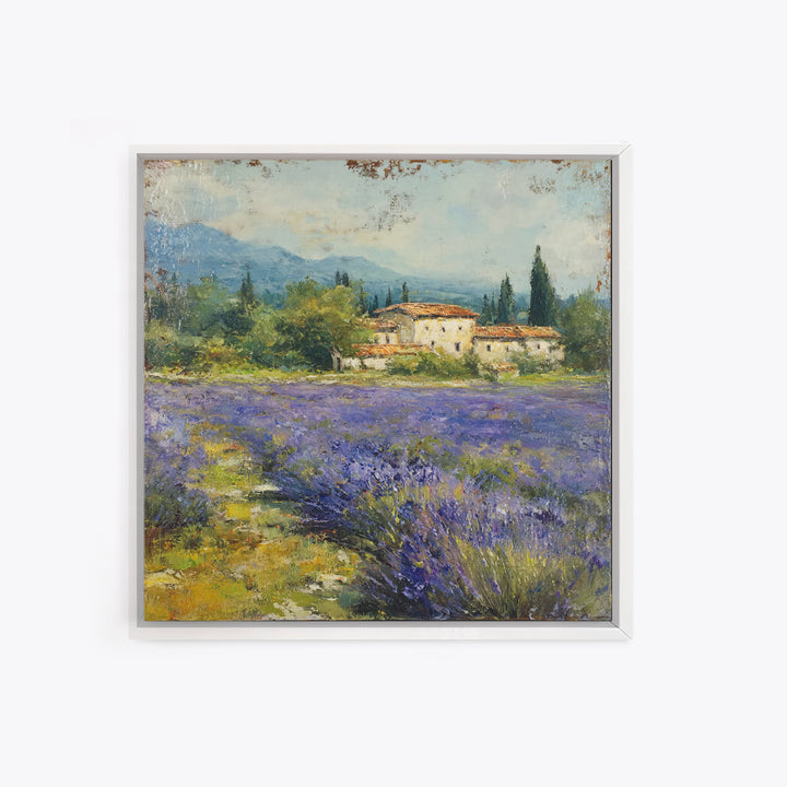 Oversized Lavender Field Framed Canvas Print, Above Bed Art, Dopamine Decor, Bedroom Decor, Oil Painting, Serenity, ABA-1x1-43