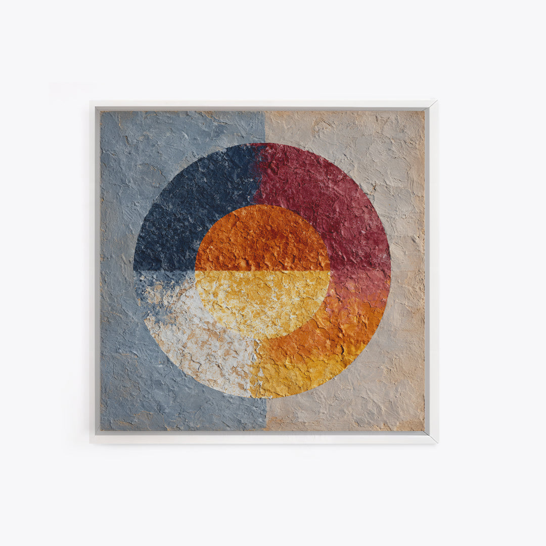 Abstract Sunrise Geometry Framed Canvas Print, Above Bed Art, Bedroom Decor, Abstract Art, Serenity, Boho Decor, Western Decor, ABA-1x1-44