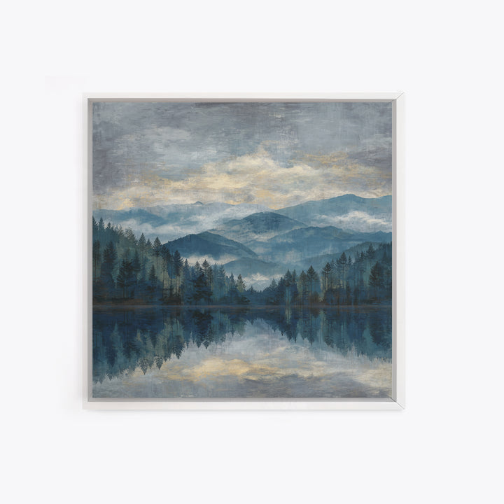 Soft Alpine Horizon Framed Canvas Print, Above Bed Art, Digital Prints, Bedroom Decor, Oil Painting, Serenity, Printable Art, ABA-1x1-48