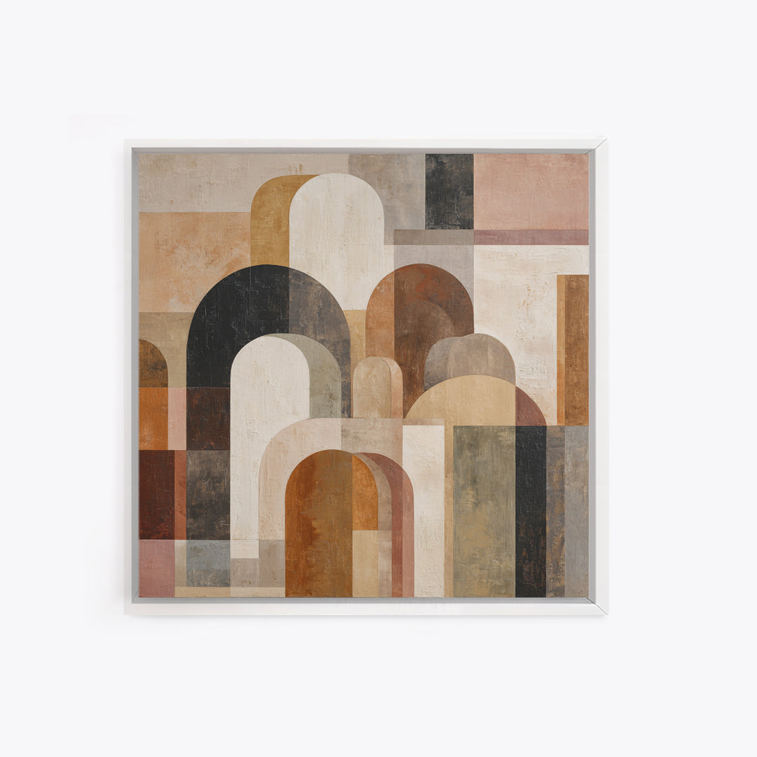Neutral Abstract Arches Framed Canvas Print, Above Bed Art, Horizontal Wall Art, Bedroom Decor, Abstract Art, Serenity, ABA-1x1-52