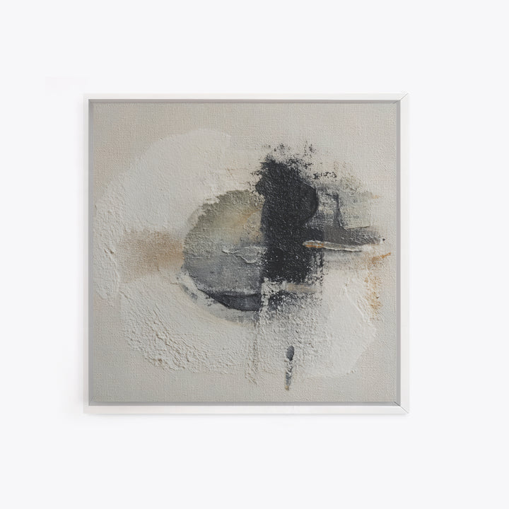 Japandi Ink Shapes Framed Canvas Print, Above Bed Art, Boho Wall Decor, Bedroom Decor, Fine Art, Serenity, Fine Art Print, ABA-1x1-66