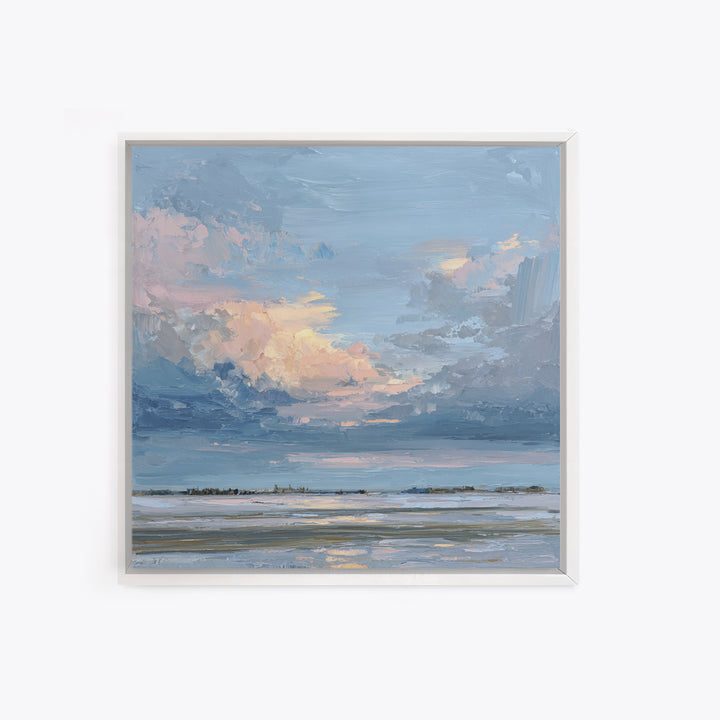 Tranquil Cloudscape with Blush Undertones Canvas Print, Above Bed Art, Room Decor, Bedroom Decor, Fine Art, Serenity, ABA-1x1-77