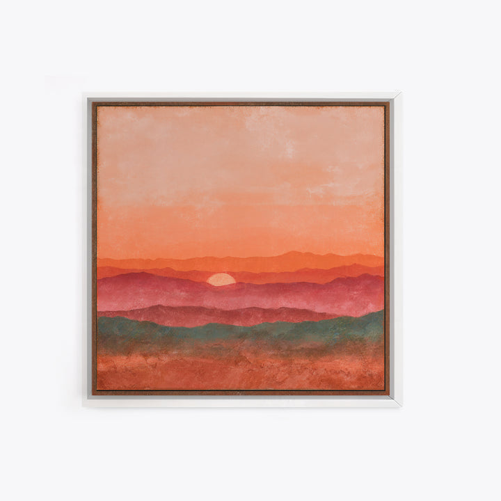 Dreamy Desert Sunset Framed Canvas Print, Above Bed Art, Modern Decor, Bedroom Decor, Fine Art, Serenity, Digital Prints, ABA-1x1-79