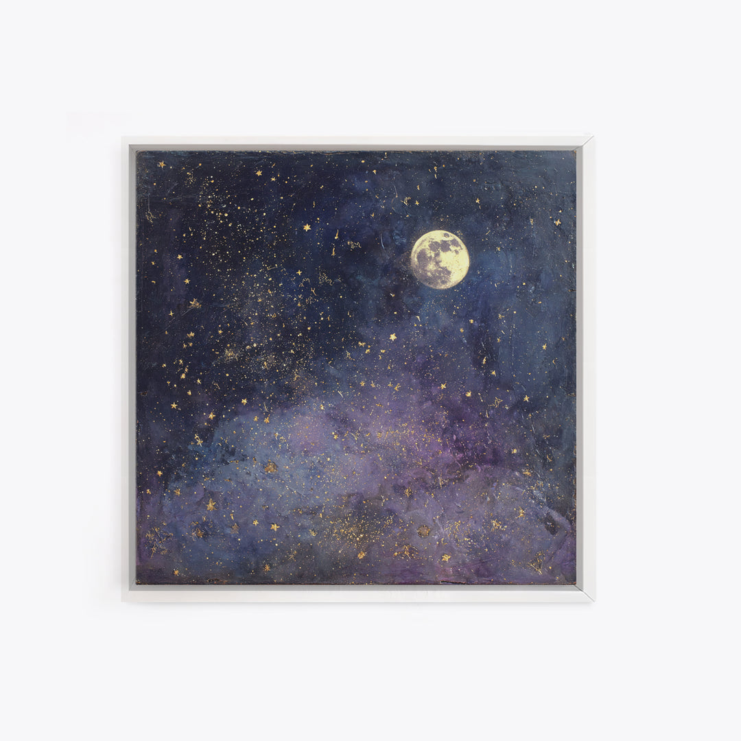 Subtle Celestial Scene Canvas Print, Above Bed Art, Statement Artwork, Bedroom Decor, Fine Art, Serenity, Printable Wall Art, ABA-1x1-85