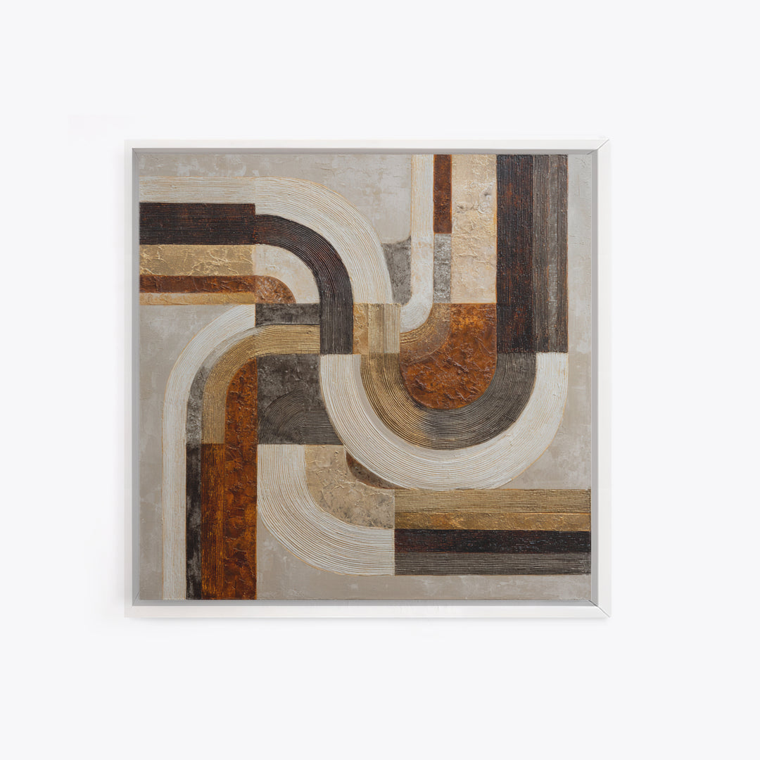 Warm Taupe Abstract Waves Canvas Print, Above Bed Art, Statement Artwork, Bedroom Decor, Abstract Art, Serenity, ABA-1x1-87