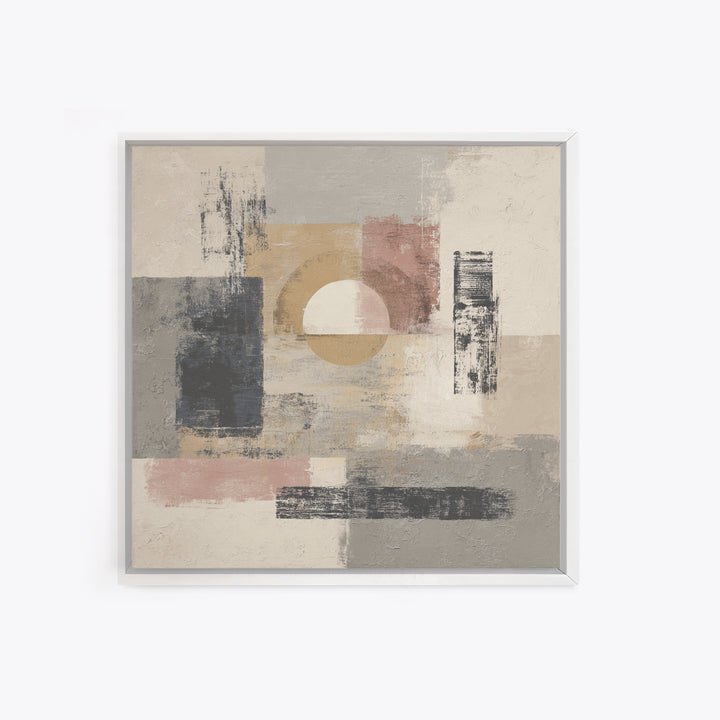 Japandi Ink Shapes Canvas Print, Above Bed Art, 3 Piece Wall Art, Bedroom Decor, Fine Art, Serenity, Textured Painting, ABA-1x1-90