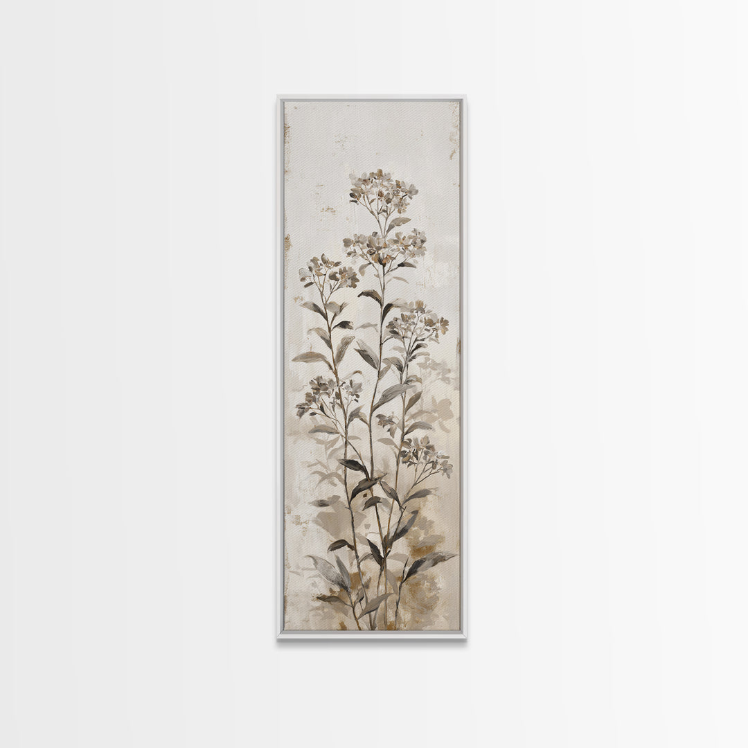 Tonal Botanical Shadows on Plaster Surface Canvas Print, Above Bed Art, Digital Print, Bedroom Decor, Fine Art, Serenity, ABA-1x3-11