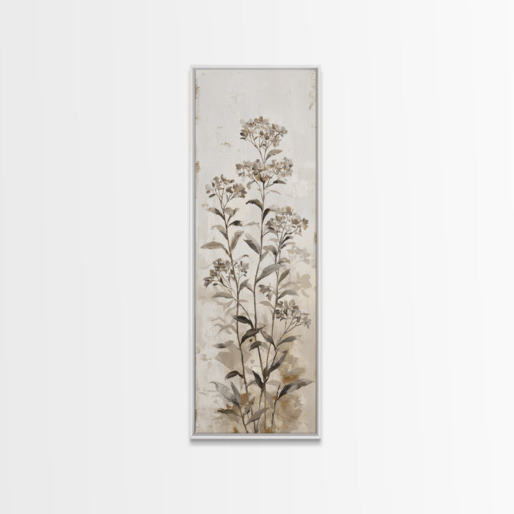 Tonal Botanical Shadows on Plaster Surface Canvas Print, Above Bed Art, Digital Print, Bedroom Decor, Fine Art, Serenity, ABA-1x3-11