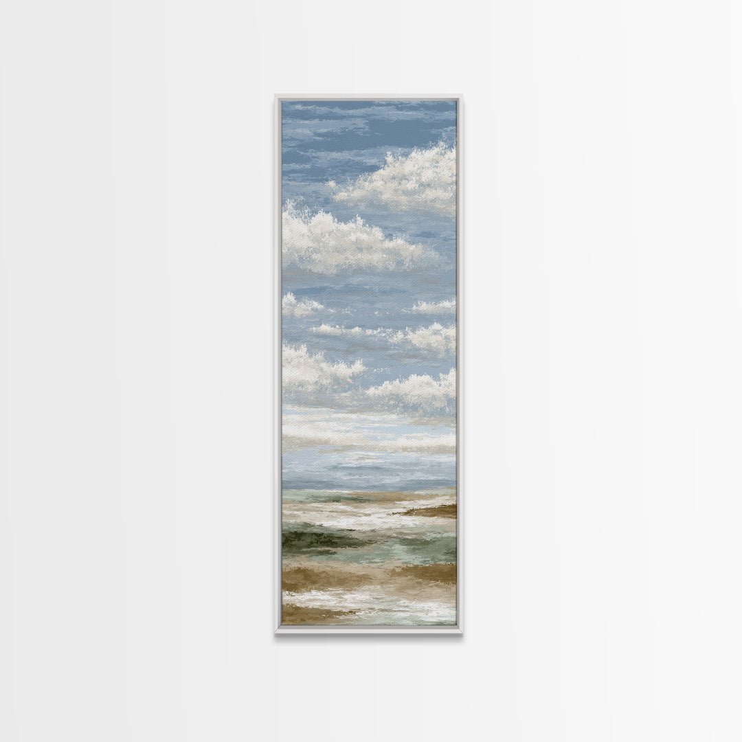 Tranquil Cloudscape with Blush Undertones Canvas Print, Above Bed Art, Room Decor, Bedroom Decor, Fine Art, Serenity, ABA-1x3-17