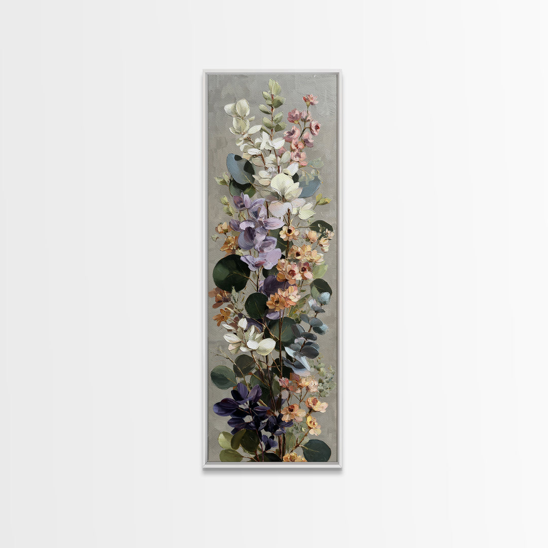Soft Eucalyptus Branches Arranged Symmetrically Canvas Print, Above Bed Art, Bedroom Wall Art, Bedroom Decor, Oil Painting, ABA-1x3-18