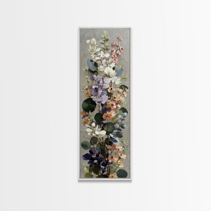 Soft Eucalyptus Branches Arranged Symmetrically Canvas Print, Above Bed Art, Bedroom Wall Art, Bedroom Decor, Oil Painting, ABA-1x3-18