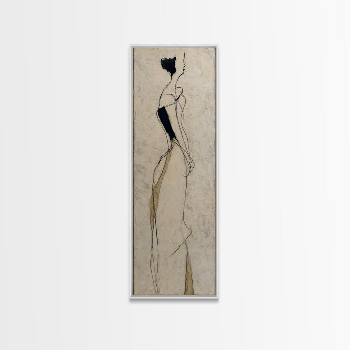 Minimal Two Figure Line Drawing Framed Canvas Print, Above Bed Art, Luxury Decor, Bedroom Decor, Serenity, Mid Century Modern, ABA-1x3-20