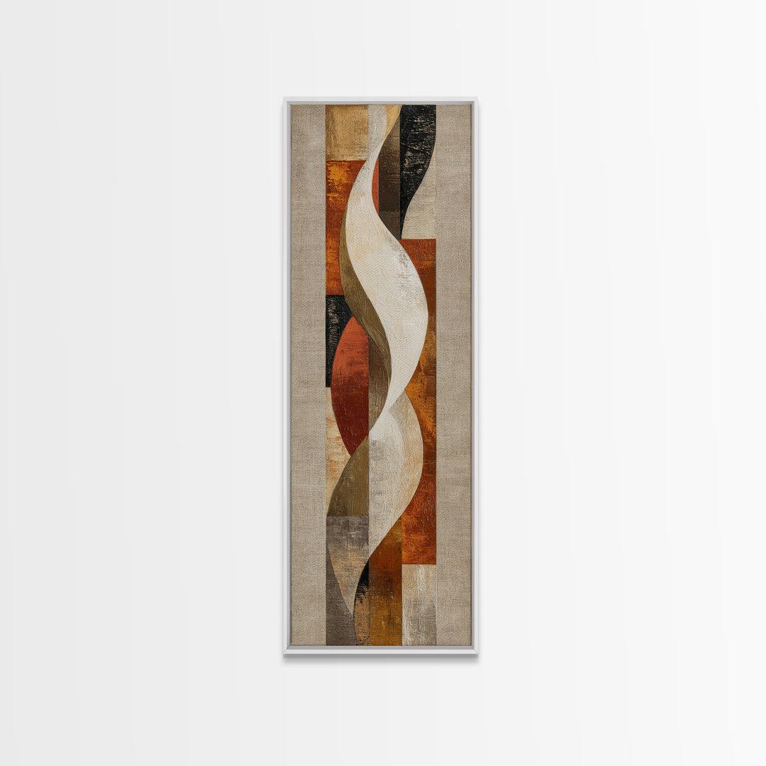 Warm Taupe Abstract Waves Framed Canvas Print, Above Bed Art, Minimalist Decor, Bedroom Decor, Abstract Art, Serenity, ABA-1x3-3