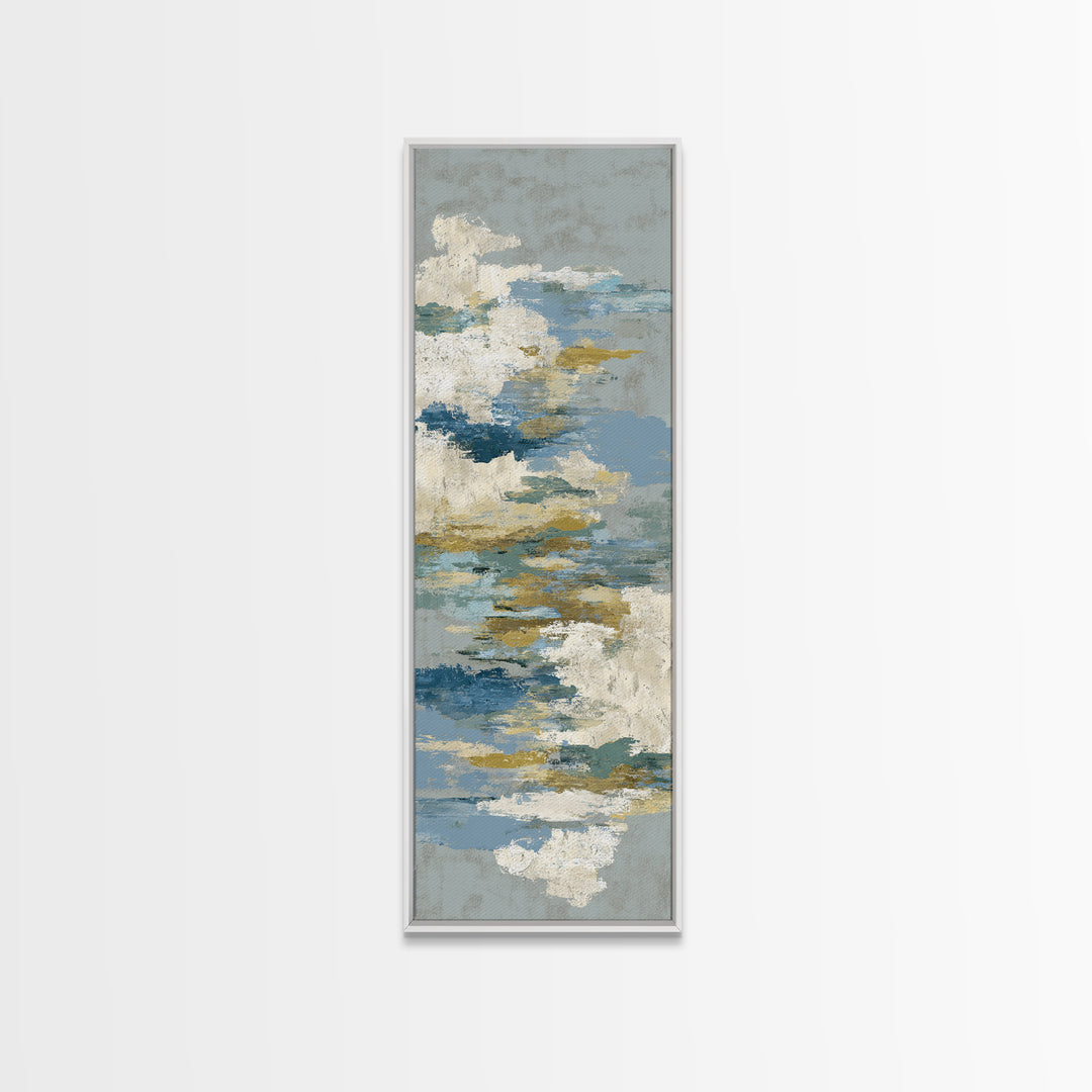 Japandi Ink Shapes Framed Canvas Print, Above Bed Art, Western Decor, Bedroom Decor, Abstract Art, Serenity, ABA-1x3-30