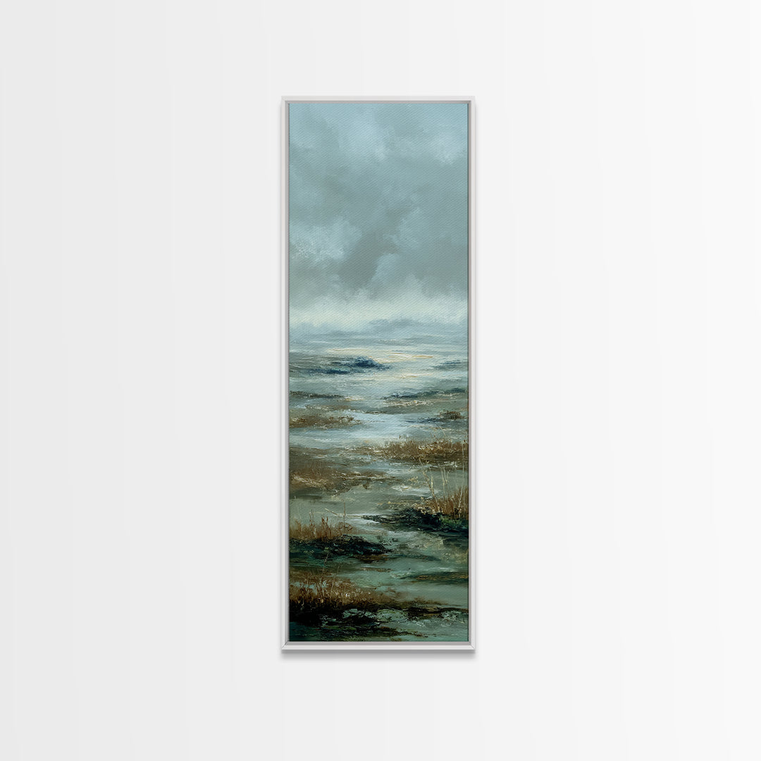 Tranquil Cloudscape with Blush Undertones Canvas Print, Above Bed Art, Horizontal Wall Art, Bedroom Decor, Fine Art, Serenity, ABA-1x3-41