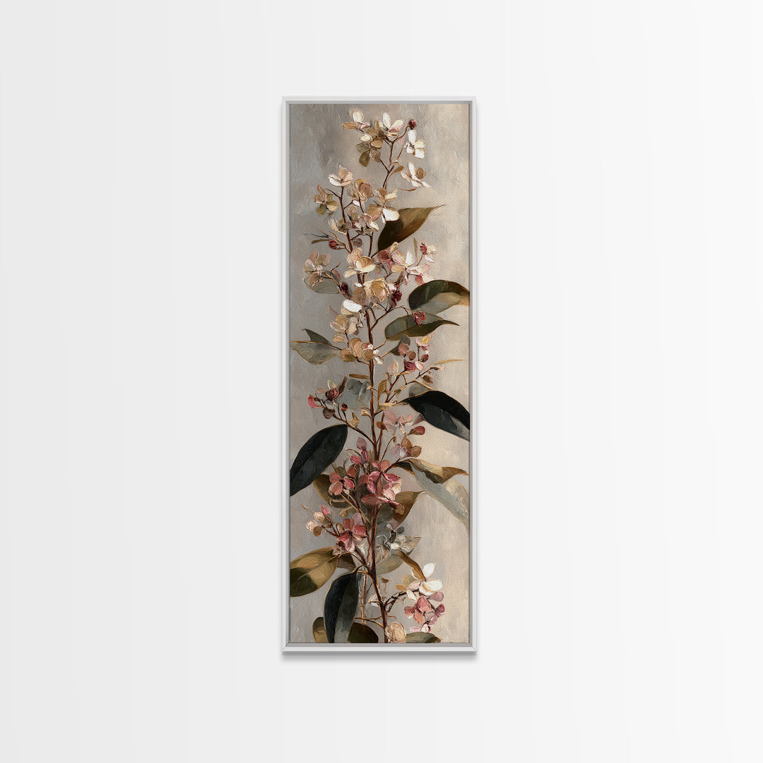 Soft Eucalyptus Branches Arranged Symmetrically Canvas Print, Above Bed Art, Neutral Decor, Bedroom Decor, Serenity, ABA-1x3-66