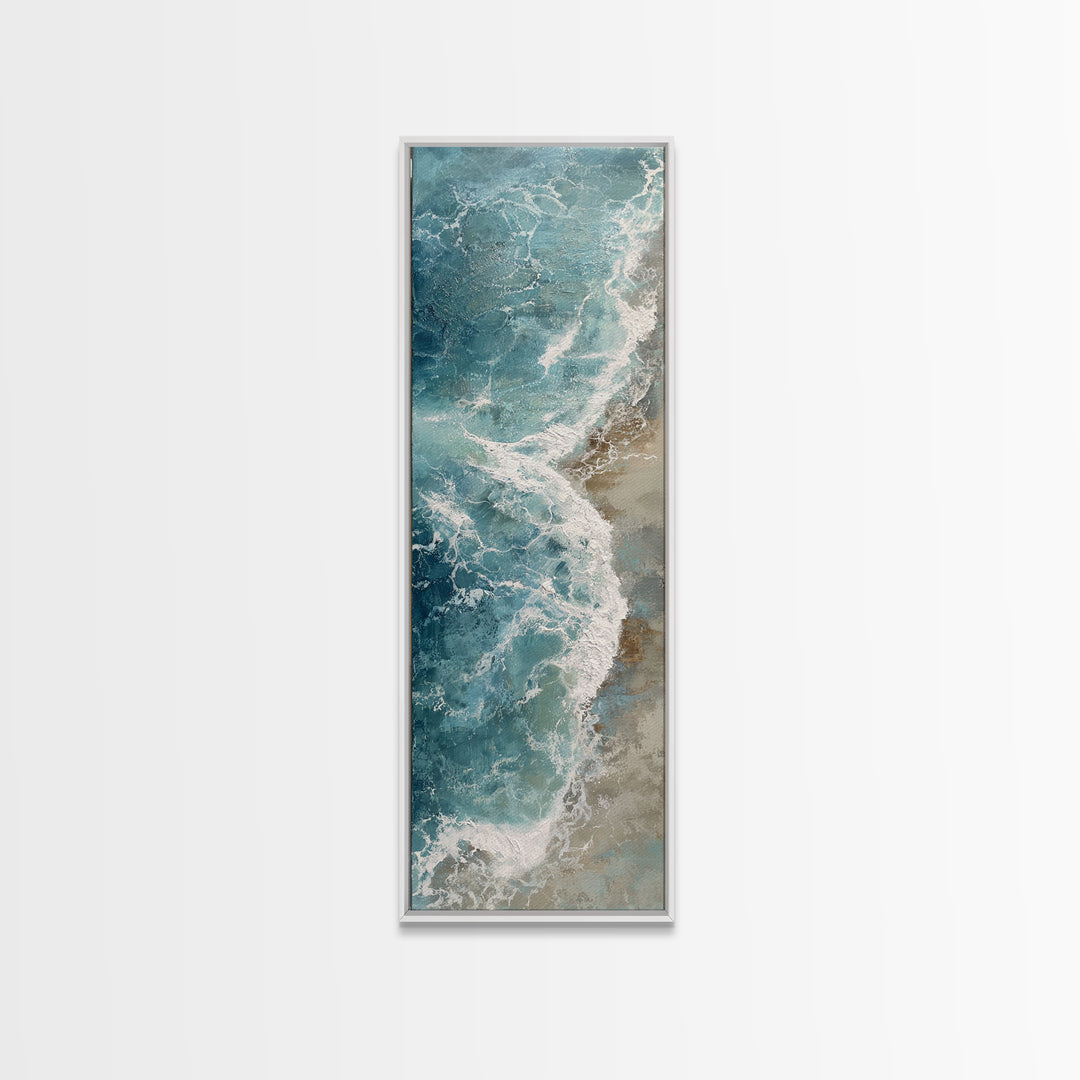 Serene Ocean Tide Seen from Above Canvas Print, Above Bed Art, Gallery Decor, Bedroom Decor, Fine Art, Serenity, Wall Art, ABA-1x3-9