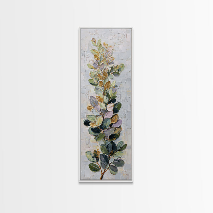 Soft Eucalyptus Branches Arranged Symmetrically Canvas Print, Above Bed Art, Art Print, Bedroom Decor, Watercolor Art, Serenity, ABA-1x3-90