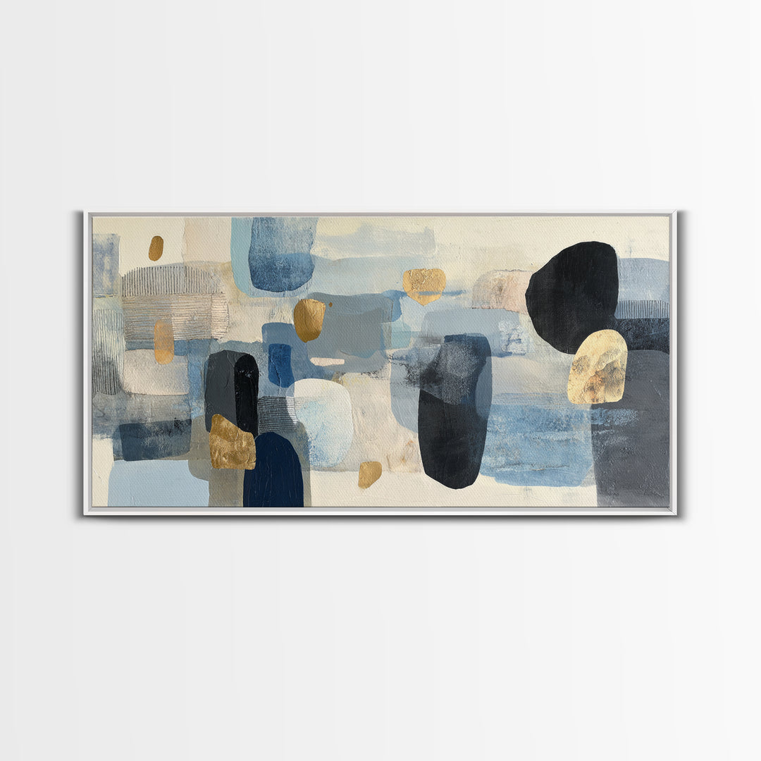 Japandi Ink Shapes Framed Canvas Print, Above Bed Art, Modern Decor, Bedroom Decor, Abstract Art, Serenity, Digital Prints, ABA-2x1-14