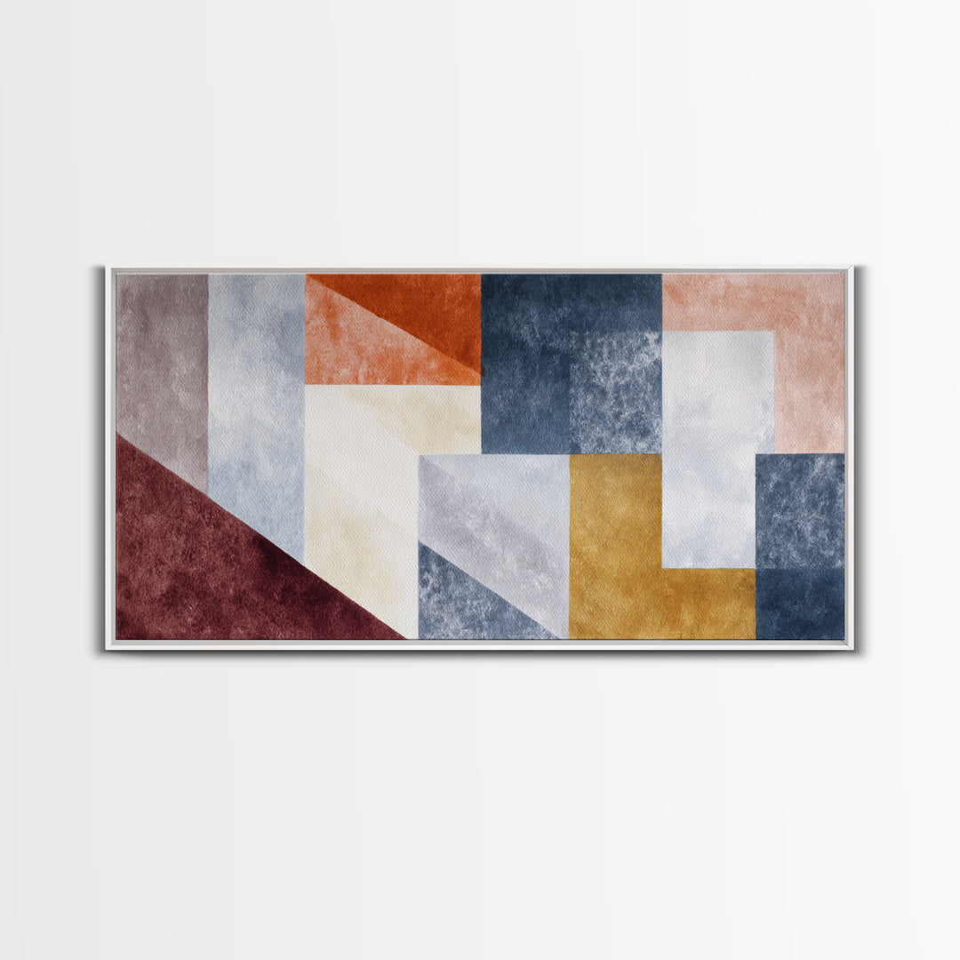 Abstract Sunrise Geometry Framed Canvas Print, Above Bed Art, Modern Decor, Bedroom Decor, Abstract Art, Serenity, ABA-2x1-16