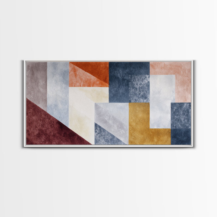 Abstract Sunrise Geometry Framed Canvas Print, Above Bed Art, Modern Decor, Bedroom Decor, Abstract Art, Serenity, ABA-2x1-16