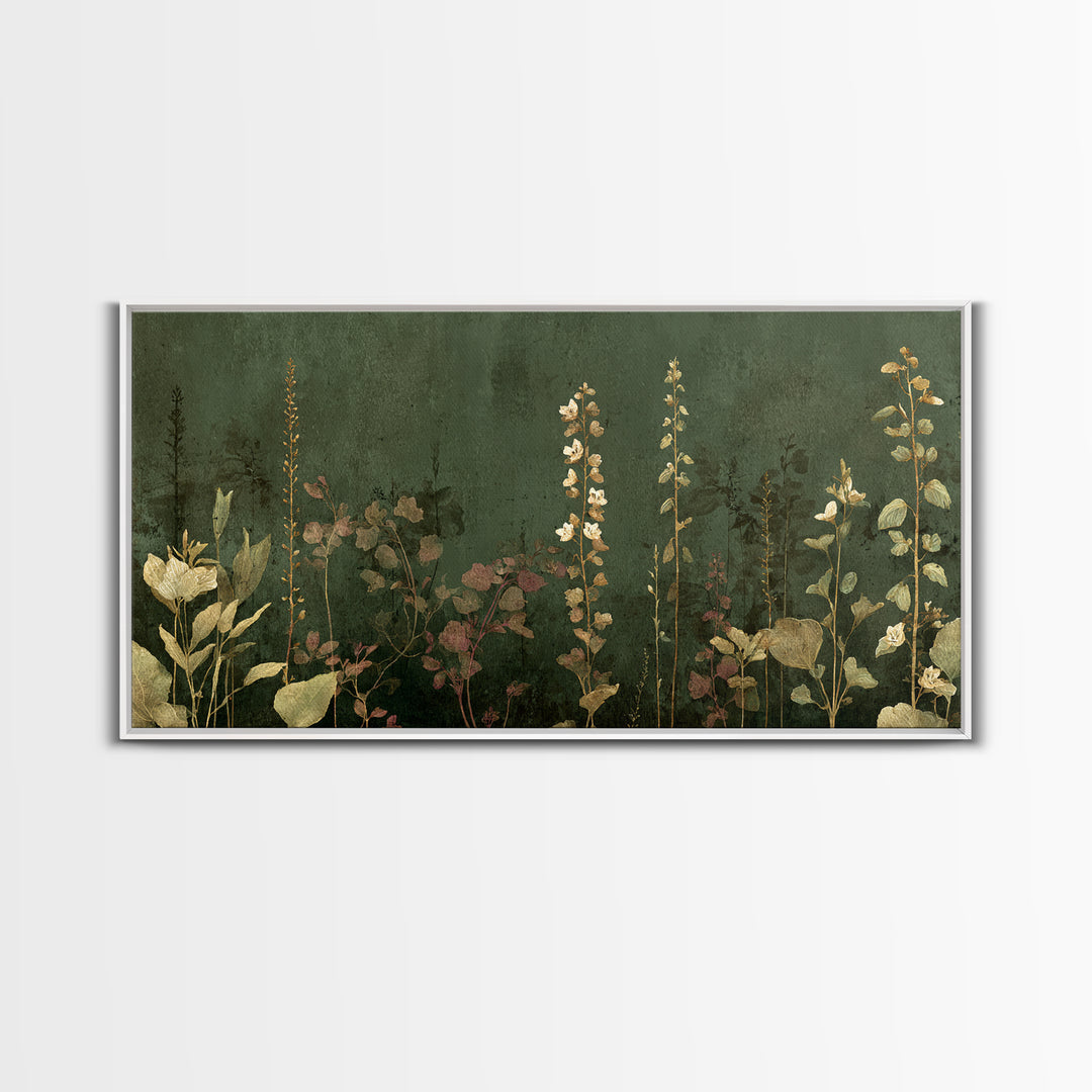 Tonal Botanical Shadows on Plaster Surface Canvas Print, Above Bed Art, Photography Prints, Bedroom Decor, Serenity, ABA-2x1-19