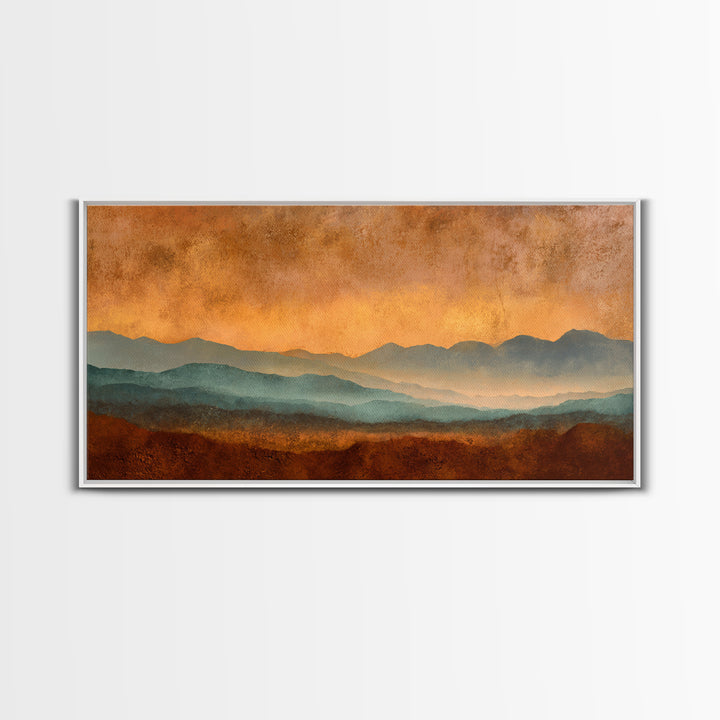 Dreamy Desert Sunset Framed Canvas Print, Above Bed Art, Modern Decor, Bedroom Decor, Fine Art, Serenity, Digital Prints, ABA-2x1-27