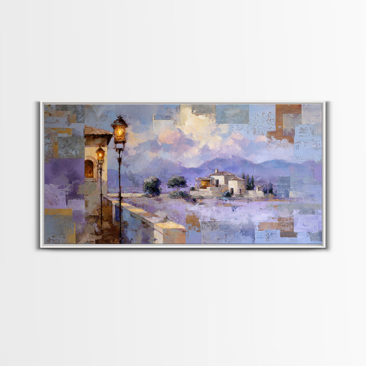 Oversized Lavender Field Canvas Print, Above Bed Art, Bedroom Decor, Oil Painting, Serenity, Whimsical Decor, ABA-2x1-39