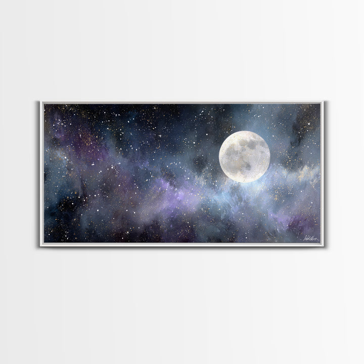 Subtle Celestial Scene Canvas Print, Above Bed Art, Digital Art, Bedroom Decor, Fine Art, Serenity, Living Room Decor, ABA-2x1-57