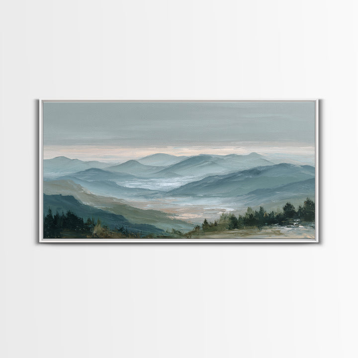 Soft Alpine Horizon Canvas Print, Above Bed Art, Large Wall Art, Bedroom Decor, Fine Art, Serenity, Japanese Wall Art, ABA-2x1-68
