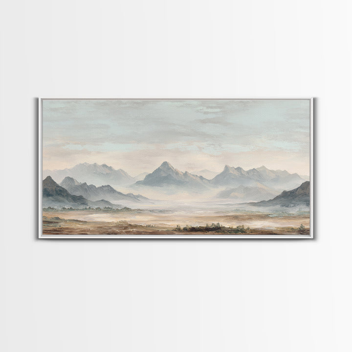 Panoramic Misty Mountain Landscape Canvas Print, Above Bed Art, Textured Wall Art, Bedroom Decor, Fine Art, Serenity, ABA-2x1-69