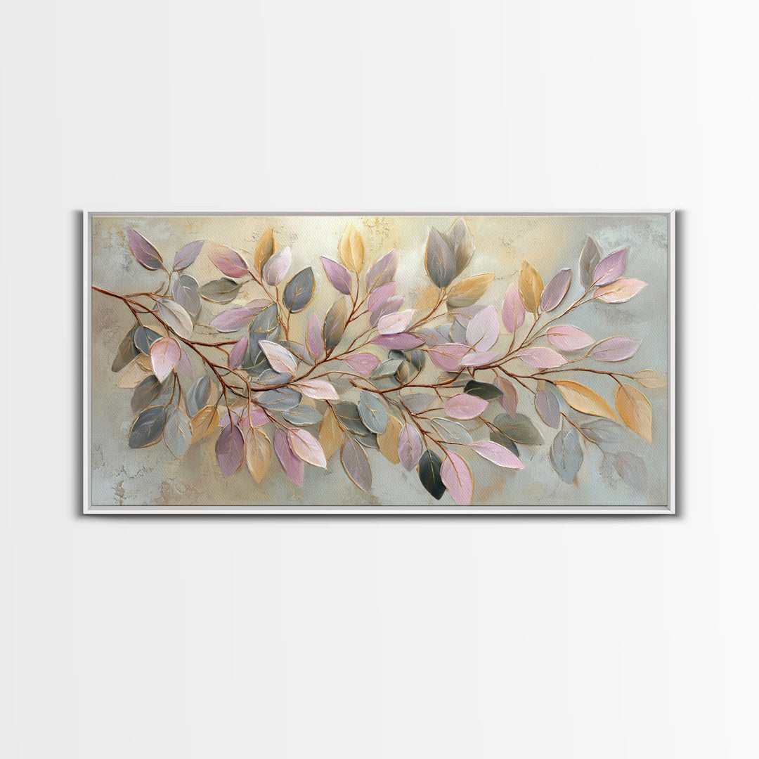 Soft Eucalyptus Branches Arranged Symmetrically Canvas Print, Above Bed Art, Bedroom Decor, Watercolor Art, Serenity, ABA-2x1-74