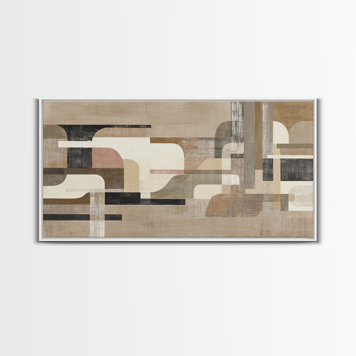 Warm Taupe Abstract Waves Framed Canvas Print, Above Bed Art, Contemporary Art, Bedroom Decor, Serenity, Textured Wall Art, ABA-2x1-83
