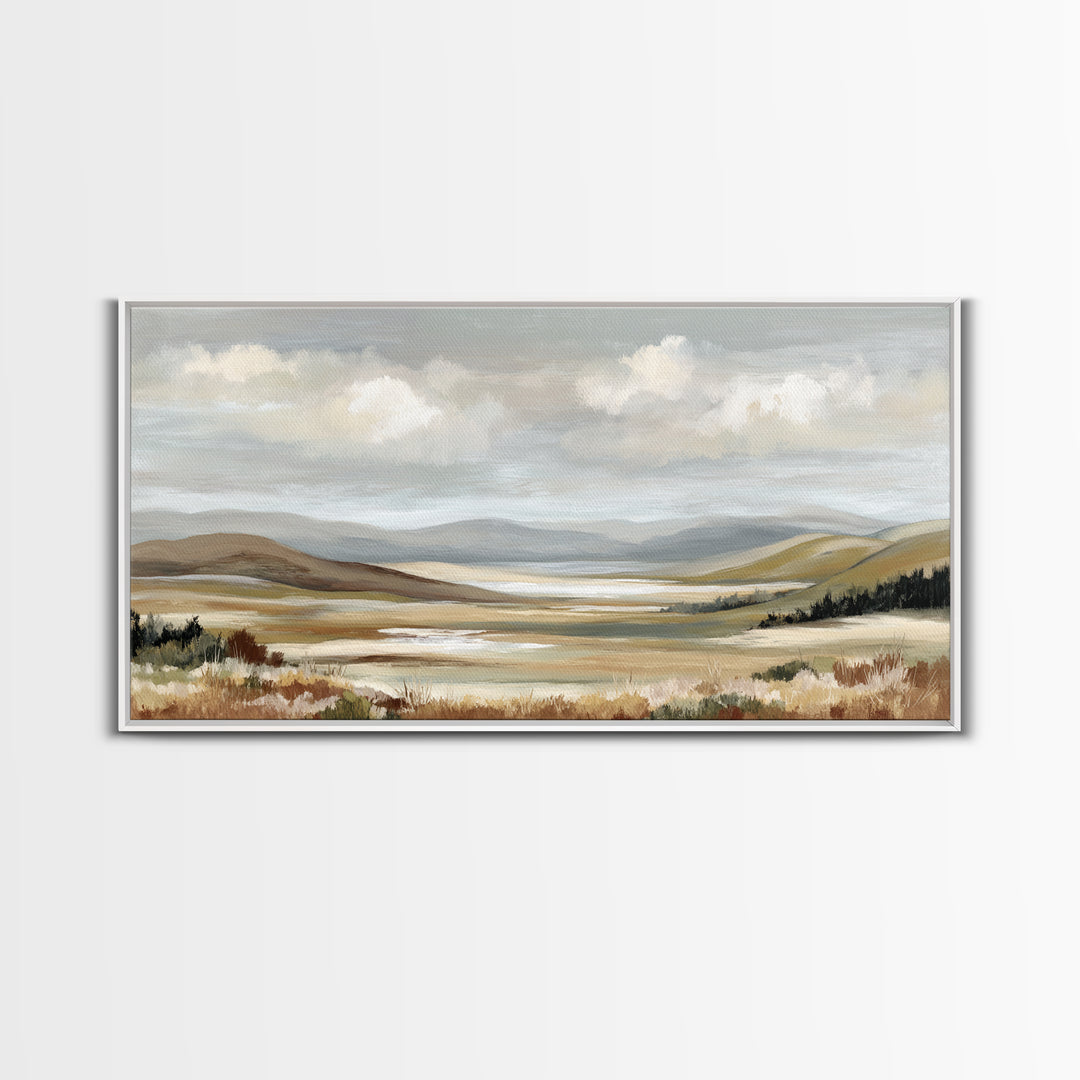 Soft Romantic Landscape Framed Canvas Print, Above Bed Art, Canvas Wall Art, Bedroom Decor, Fine Art, Serenity, Boho Wall Decor, ABA-2x1-85
