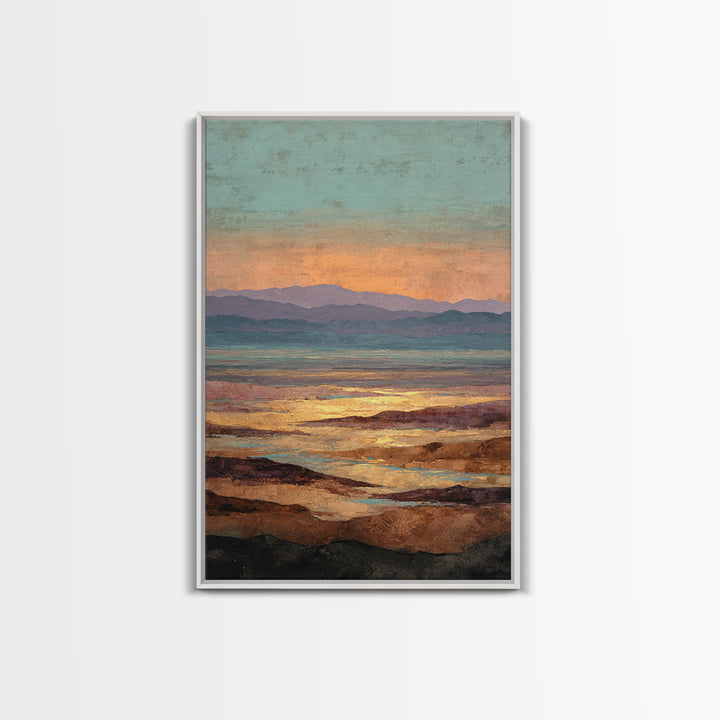 Dreamy Desert Sunset Canvas Print, Above Bed Art, Home Decor, Bedroom Decor, Oil Painting, Serenity, Contemporary Art, ABA-2x3-15